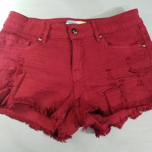 Womens red mid rise shorties